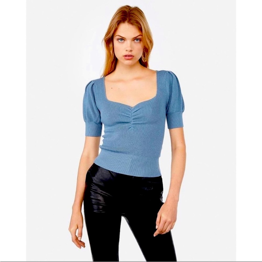 Express Designer Collab Blue Sweetheart Sweater